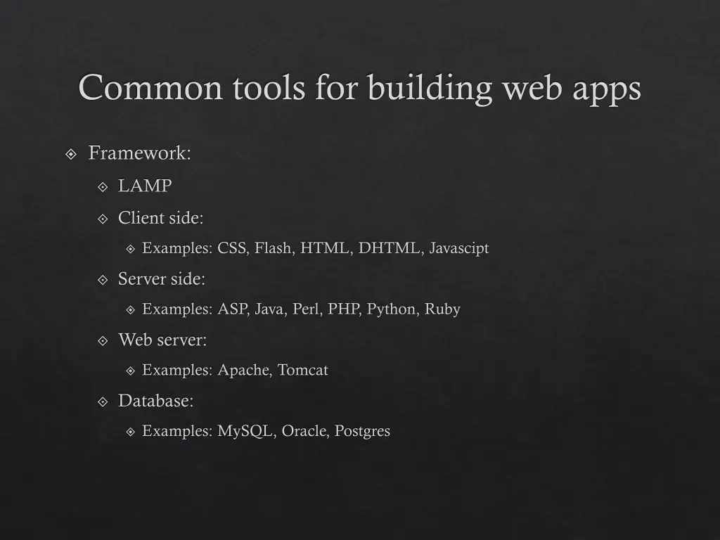 common tools for building web apps