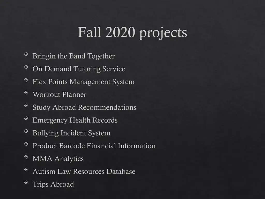 fall 2020 projects