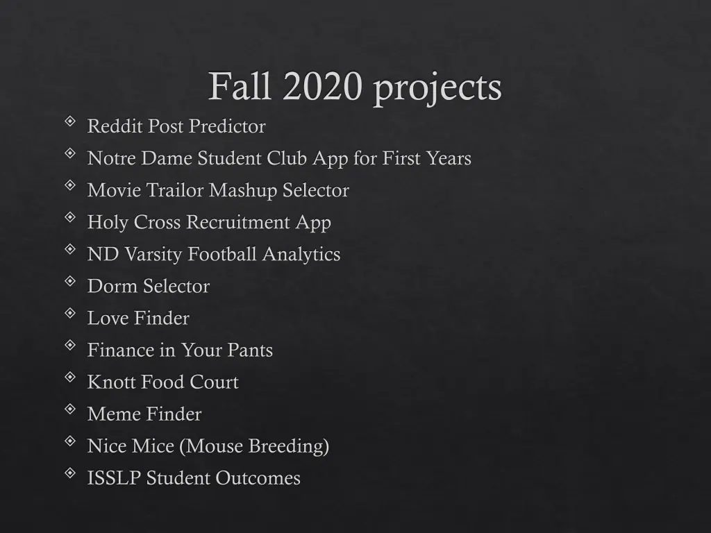 fall 2020 projects reddit post predictor notre