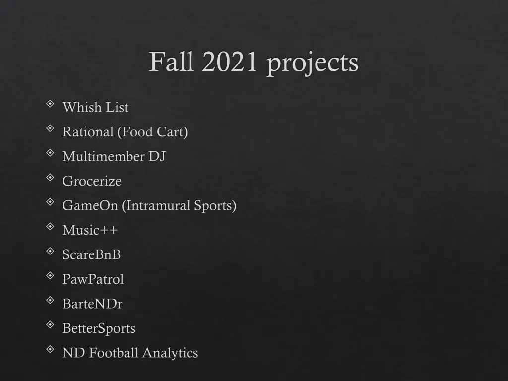 fall 2021 projects