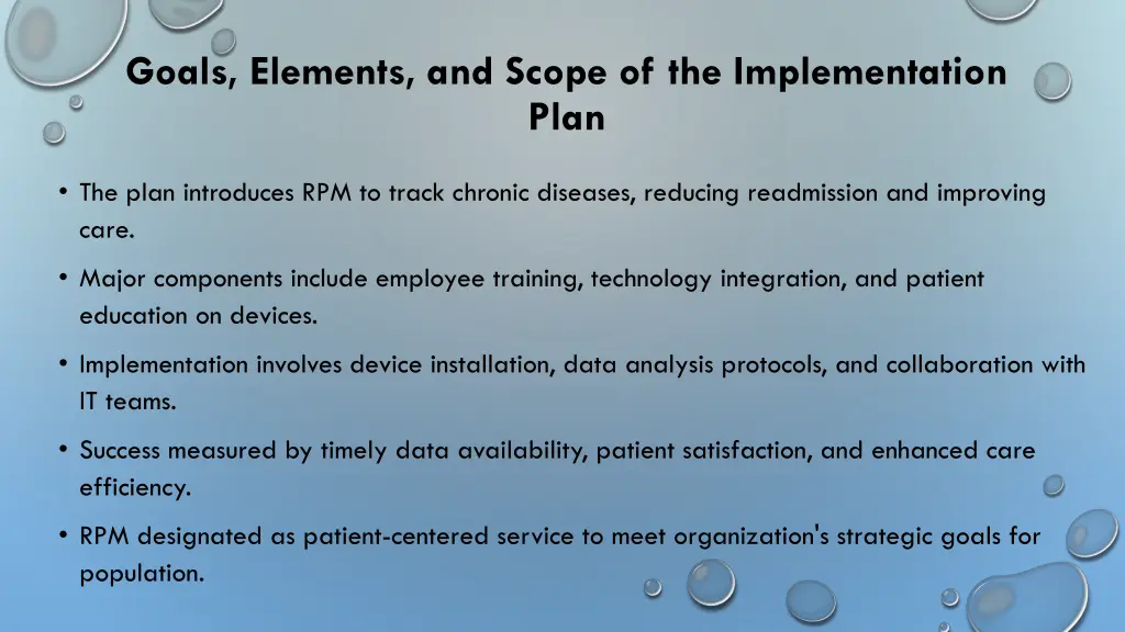 goals elements and scope of the implementation