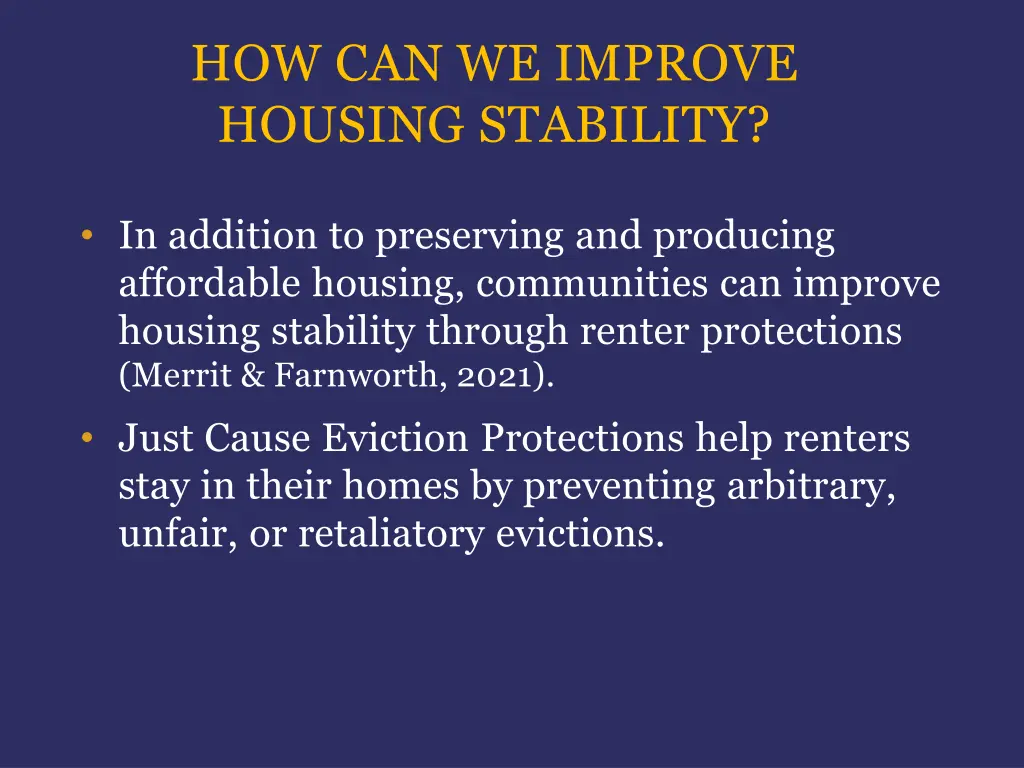 how can we improve housing stability