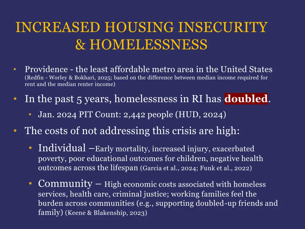 increased housing insecurity homelessness