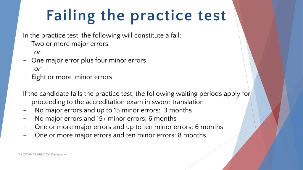 failing the practice test
