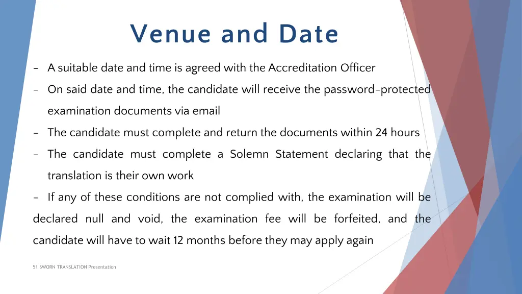 venue and date