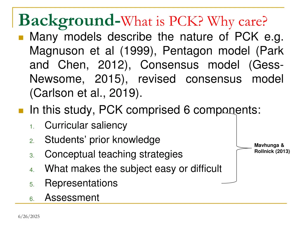 background what is pck why care many models