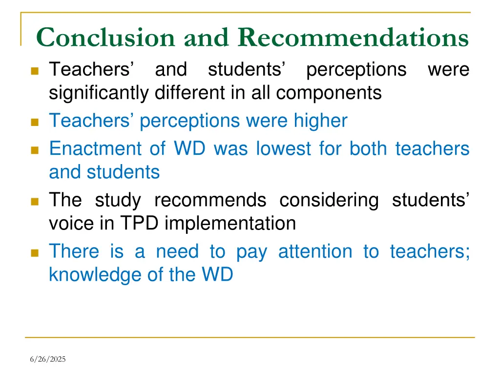 conclusion and recommendations teachers