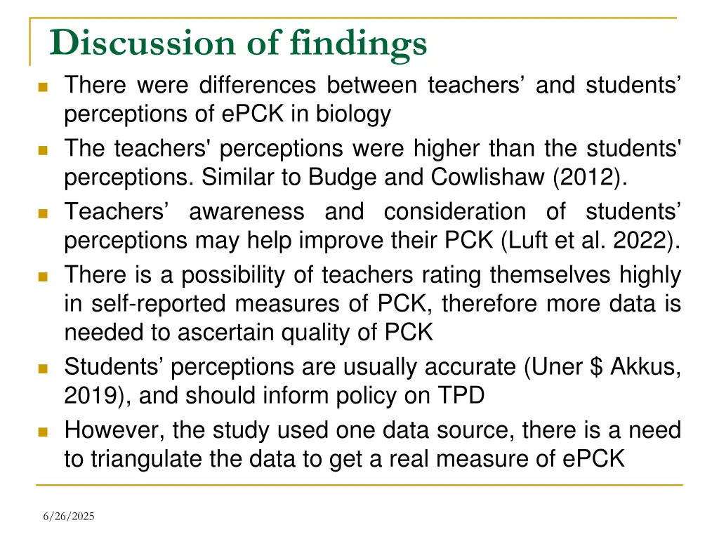 discussion of findings there were differences
