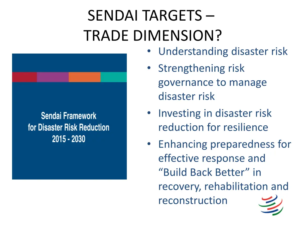 sendai targets trade dimension understanding