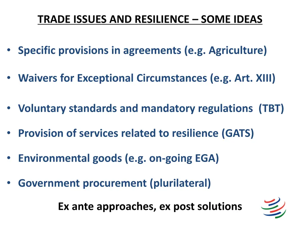 trade issues and resilience some ideas