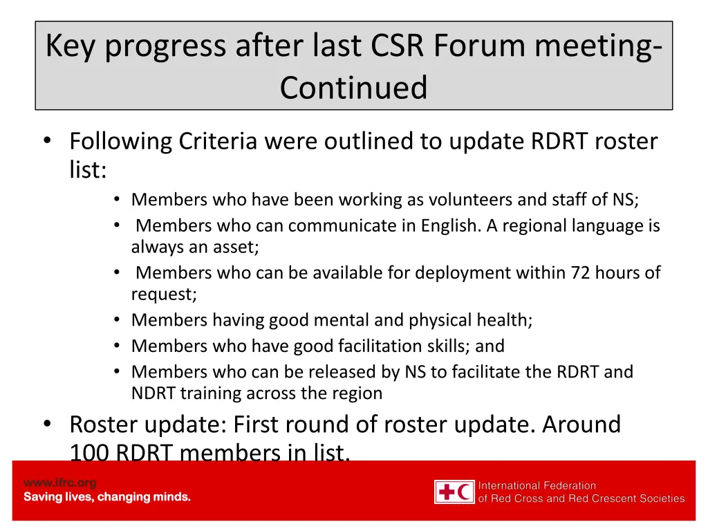 ace ace key progress after last csr forum meeting 1