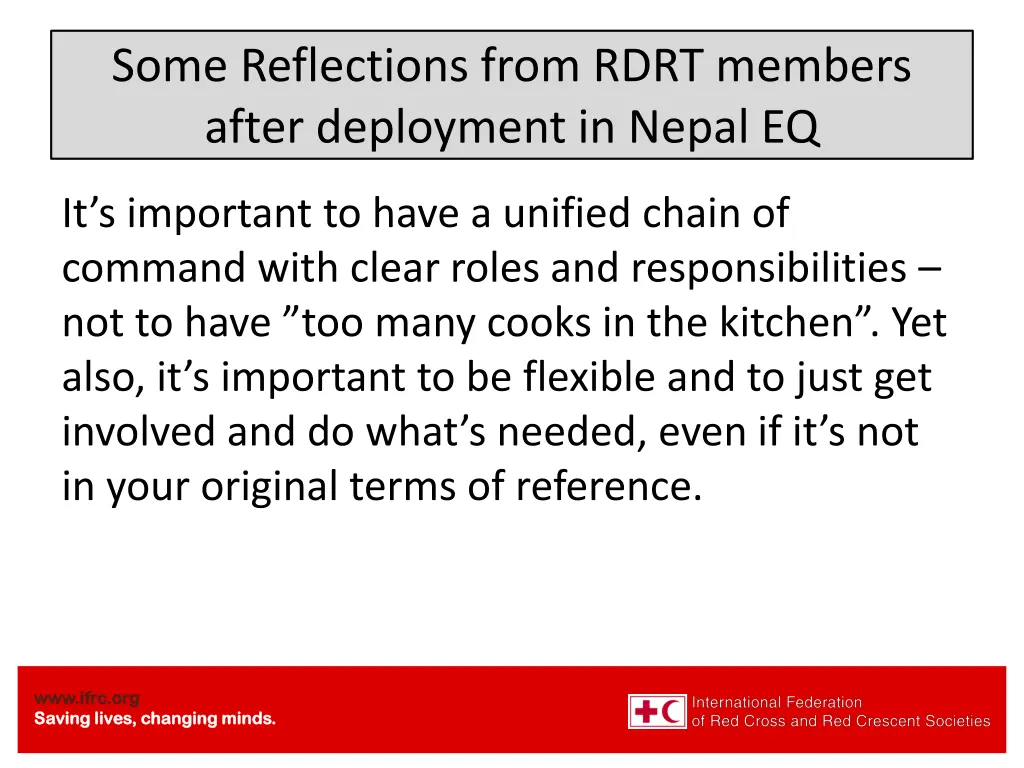 some reflections from rdrt members after