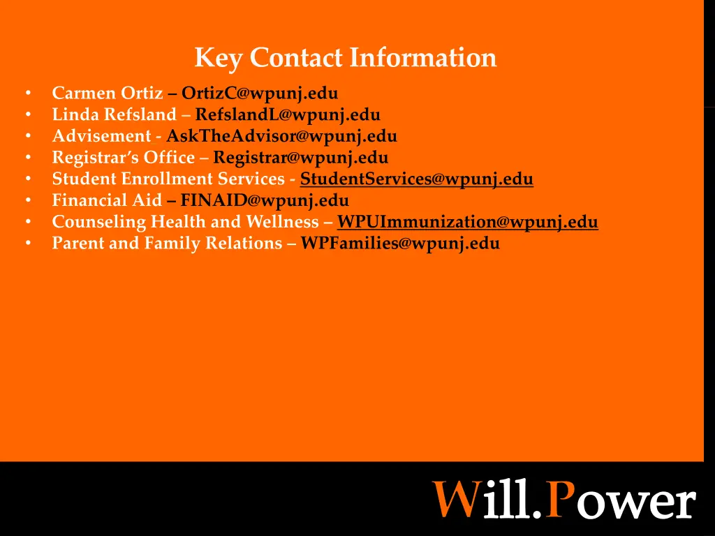 key contact information