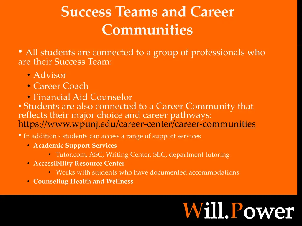 success teams and career communities all students