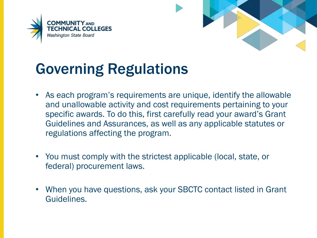governing regulations