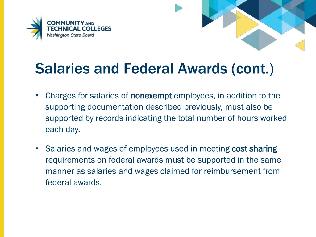 salaries and federal awards cont