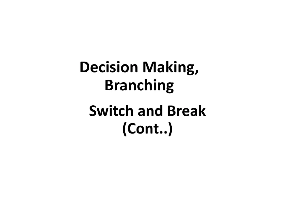 decision making branching