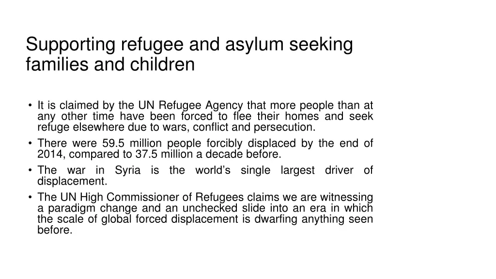 supporting refugee and asylum seeking families