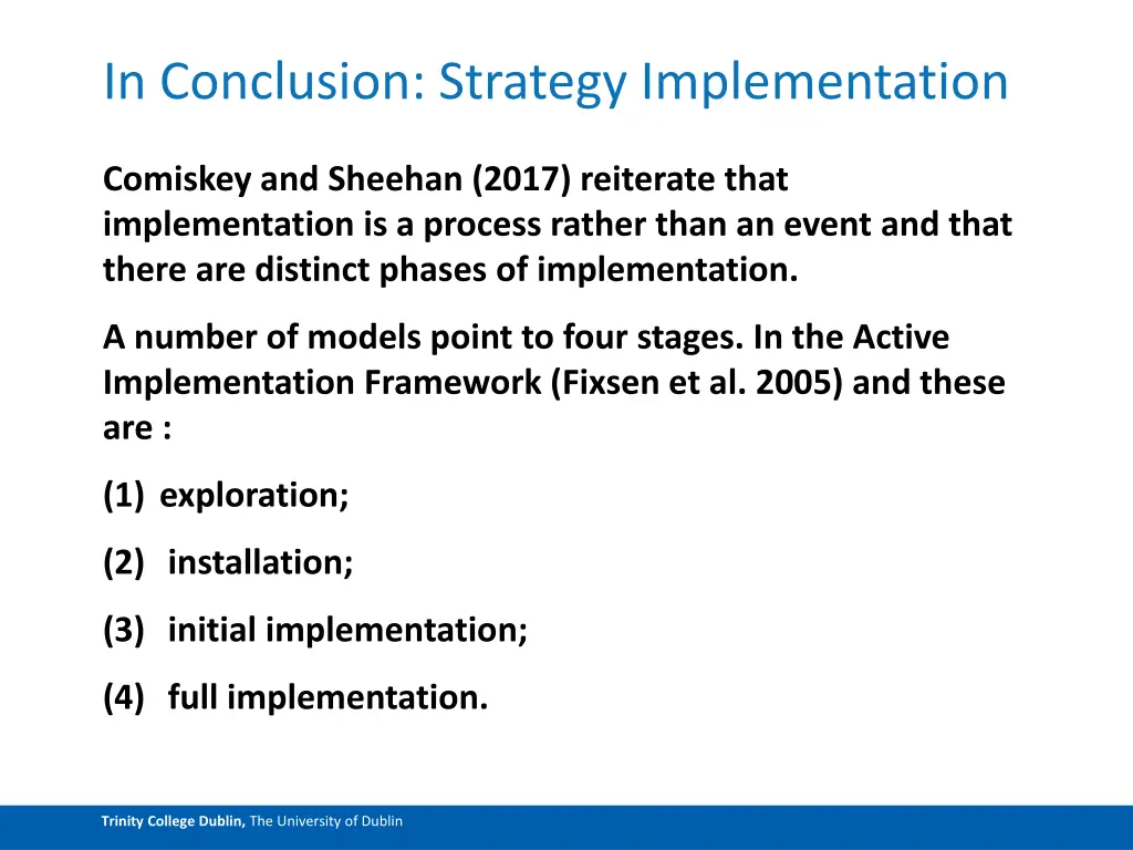 in conclusion strategy implementation