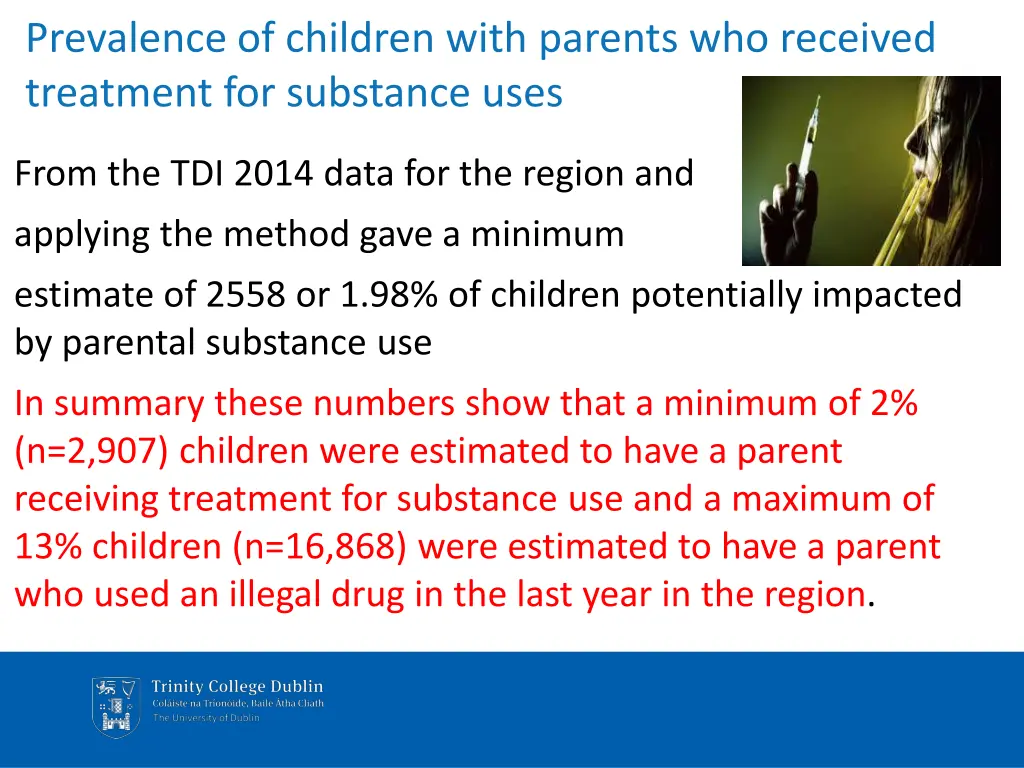 prevalence of children with parents who received
