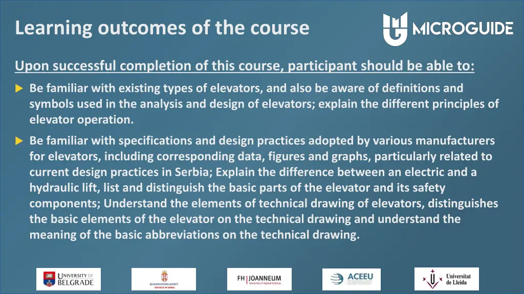 learning outcomes of the course