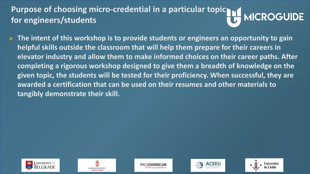 purpose of choosing micro credential