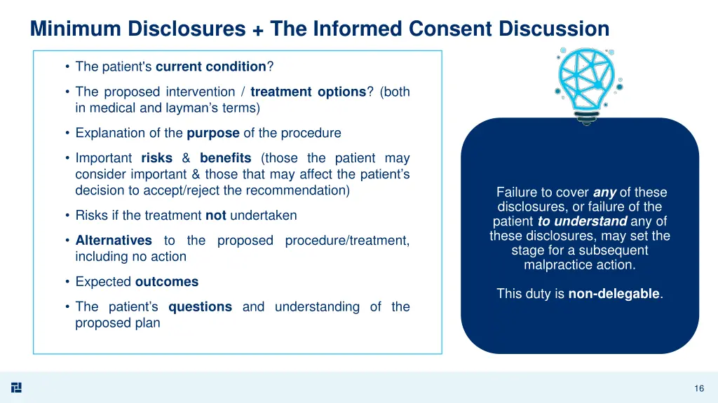 minimum disclosures the informed consent