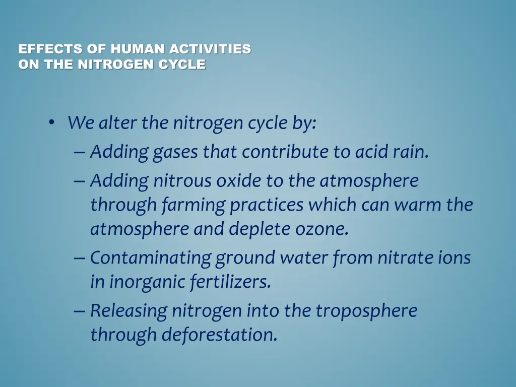 effects of human activities on the nitrogen cycle 1