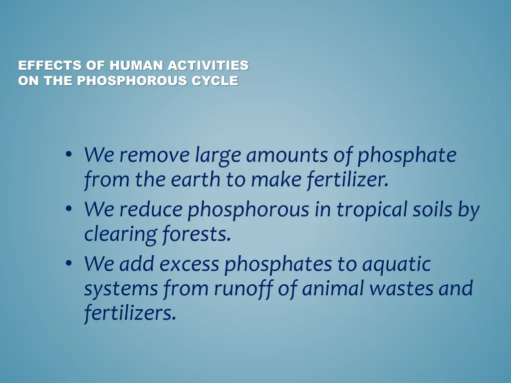 effects of human activities on the phosphorous
