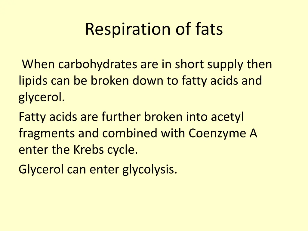 respiration of fats