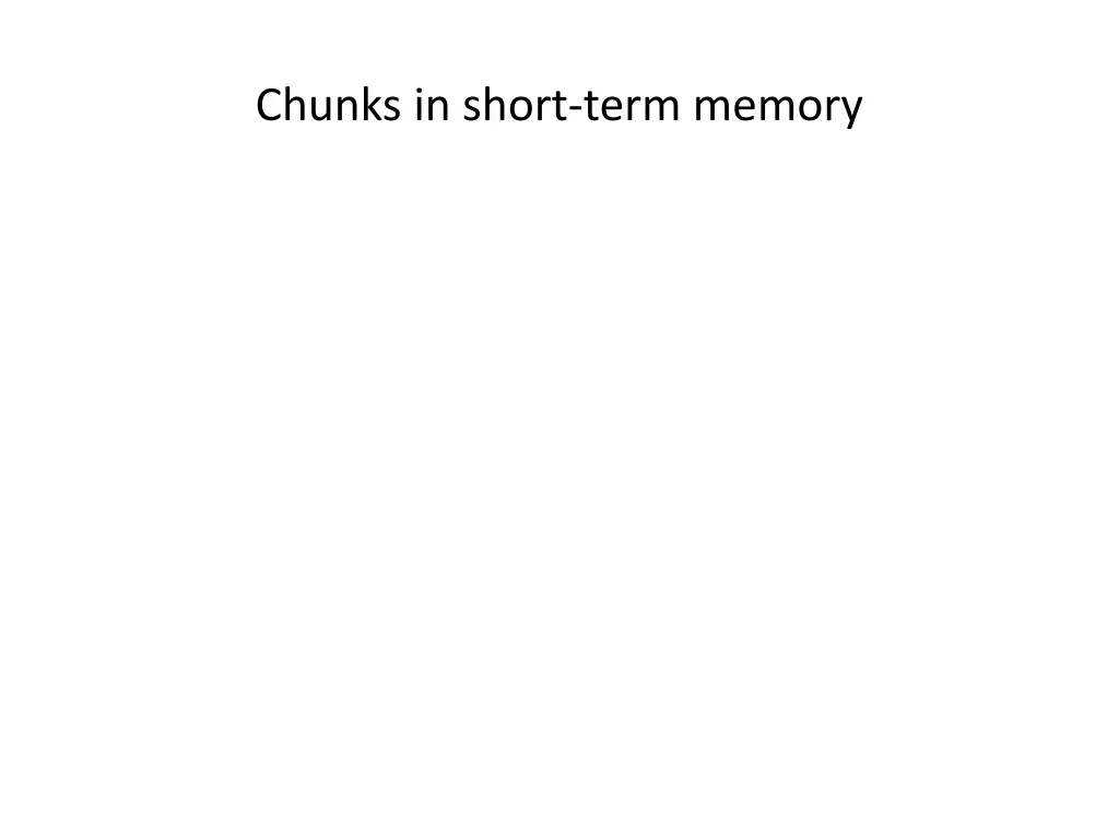 chunks in short term memory