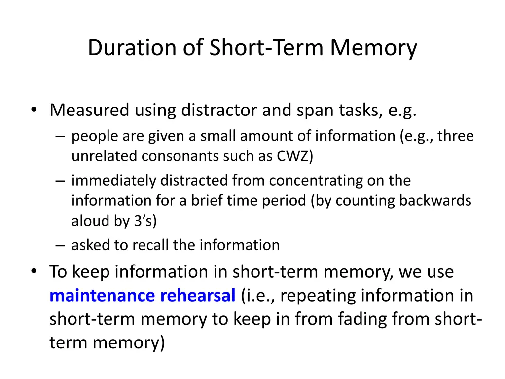 duration of short term memory