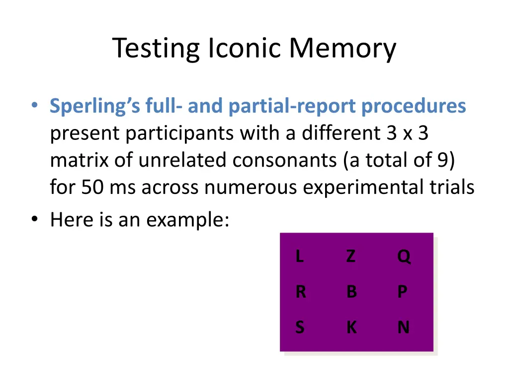 testing iconic memory
