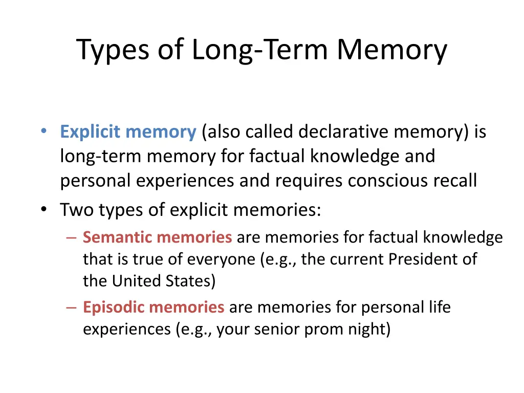 types of long term memory
