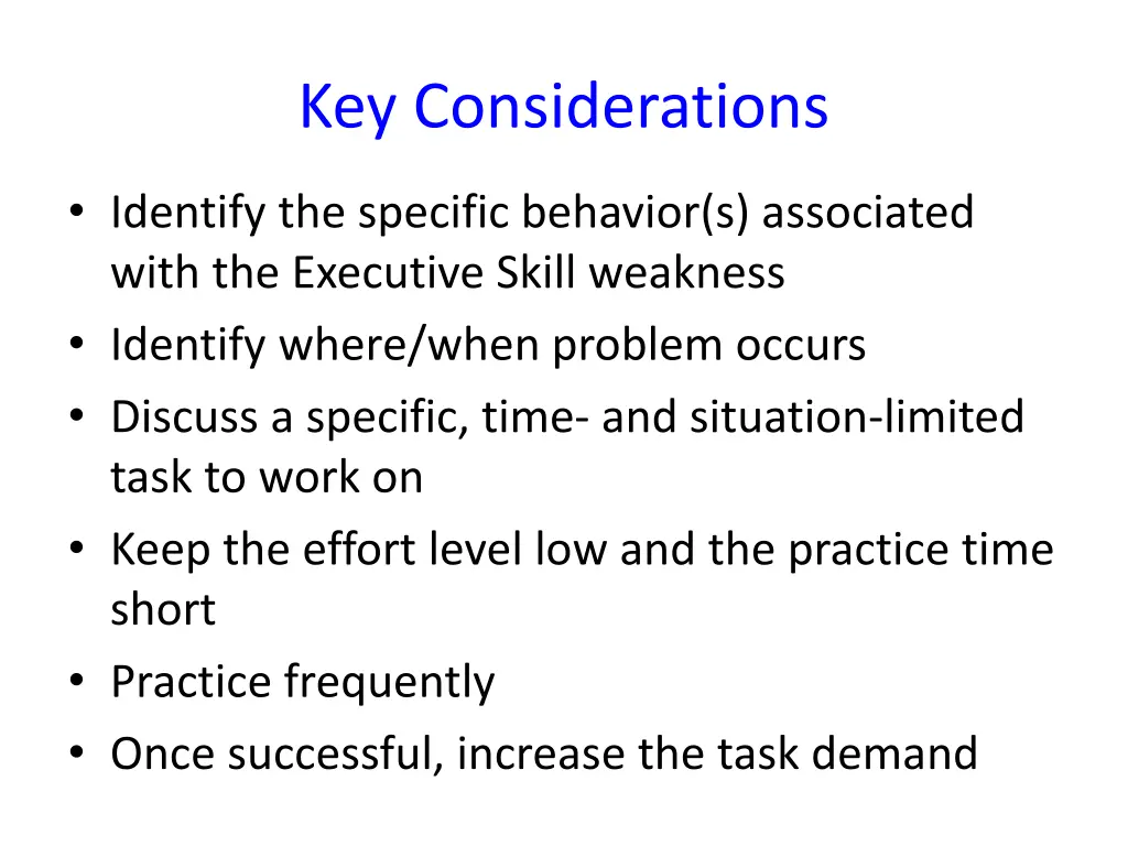 key considerations