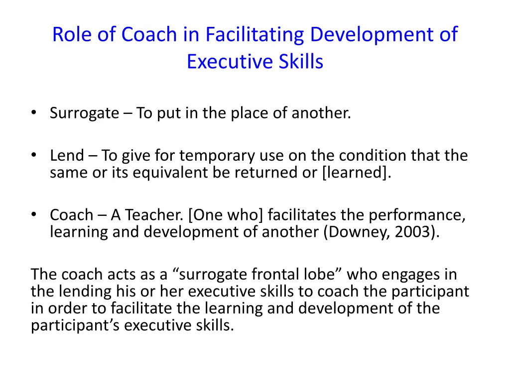 role of coach in facilitating development