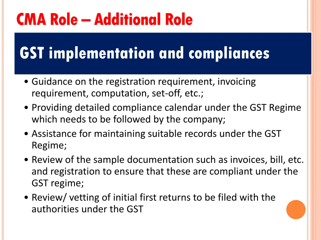 cma role additional role 1