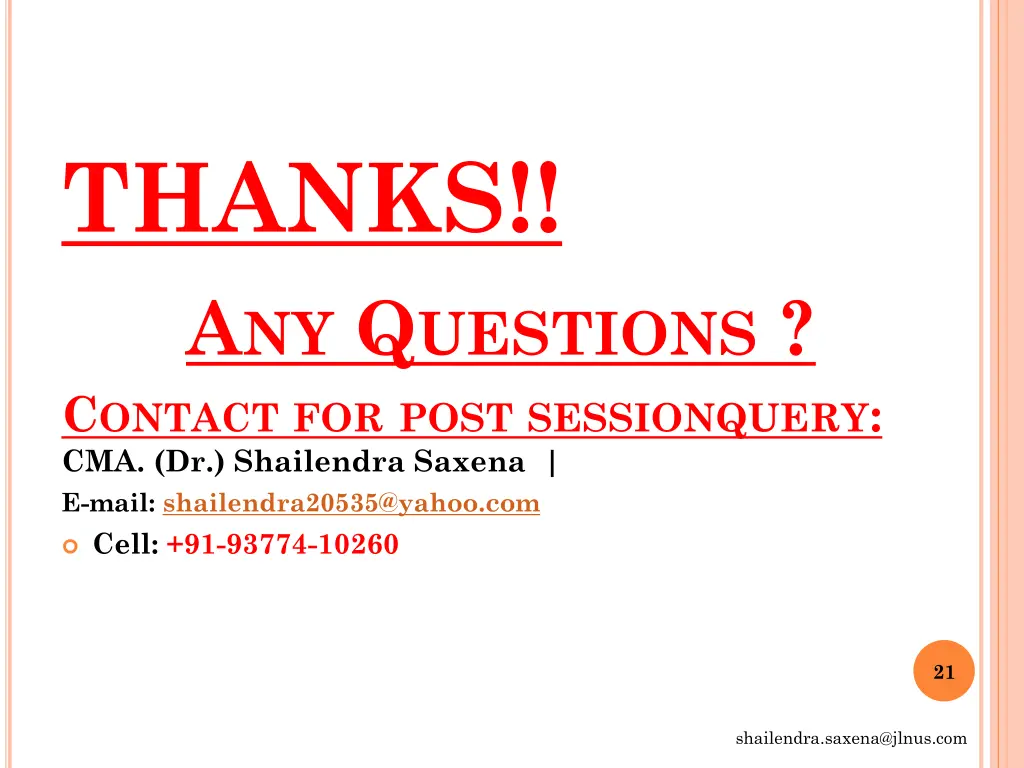 thanks a ny q uestions c ontact for post