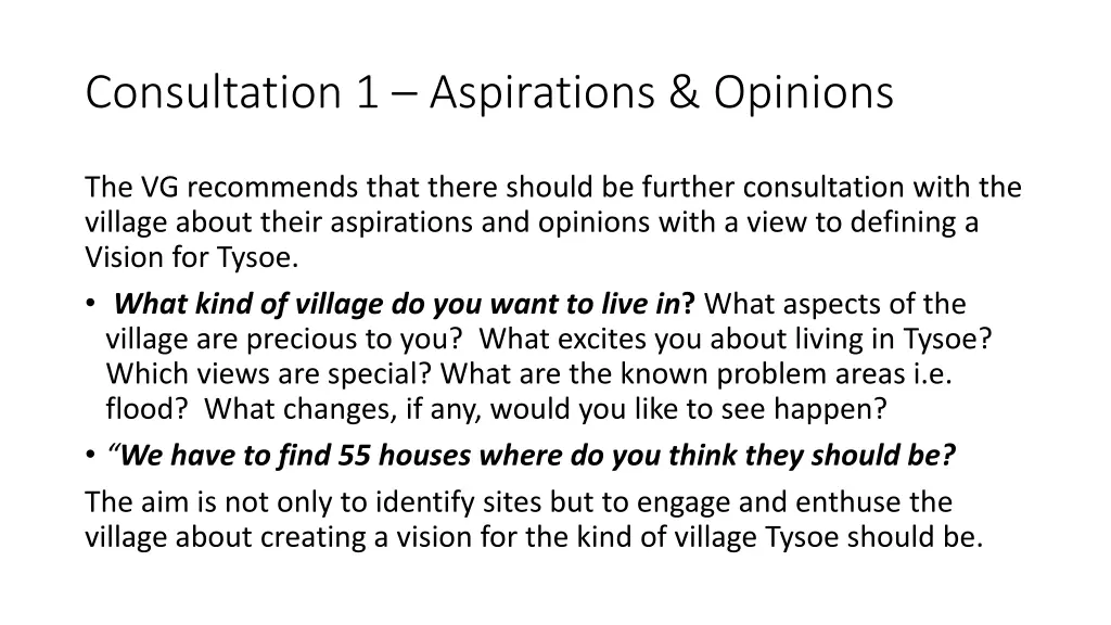 consultation 1 aspirations opinions