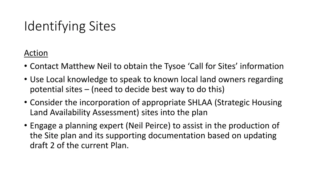 identifying sites