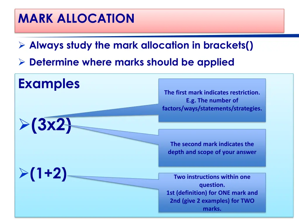 mark allocation