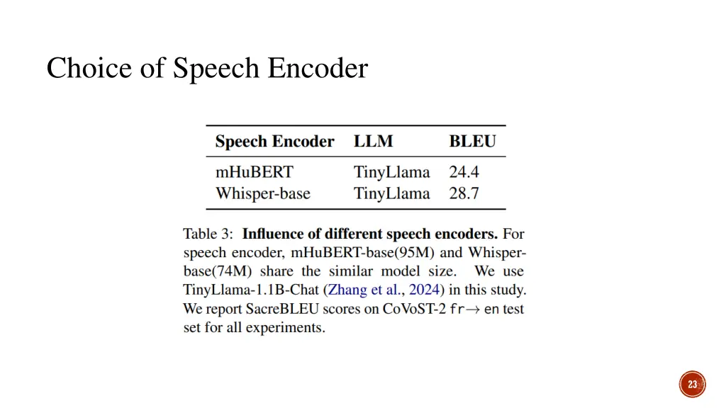 choice of speech encoder