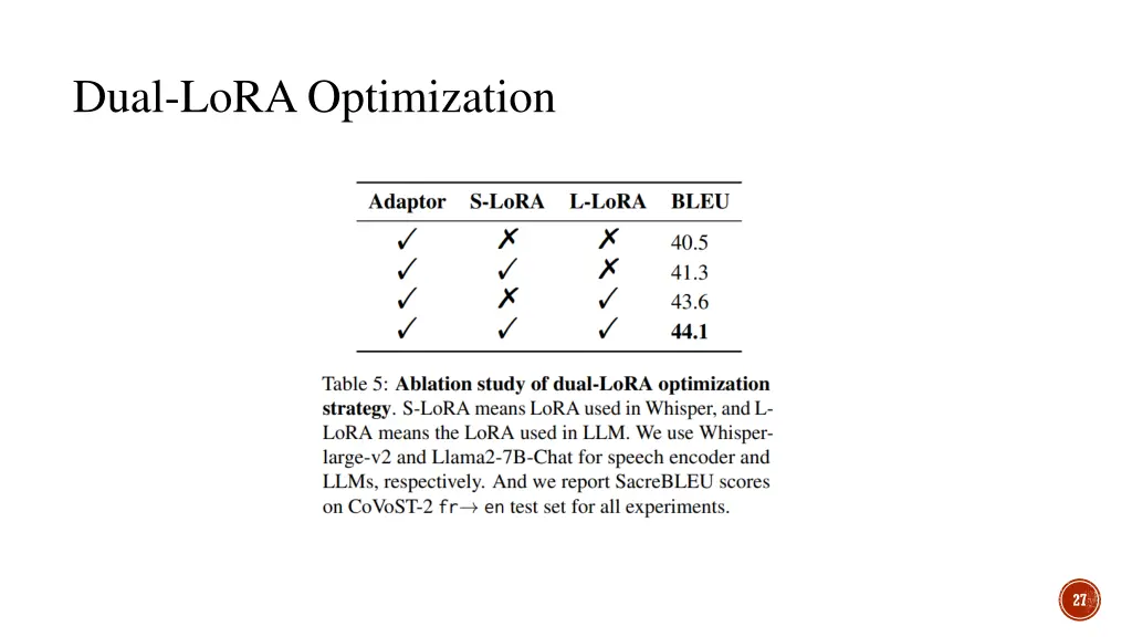 dual lora optimization