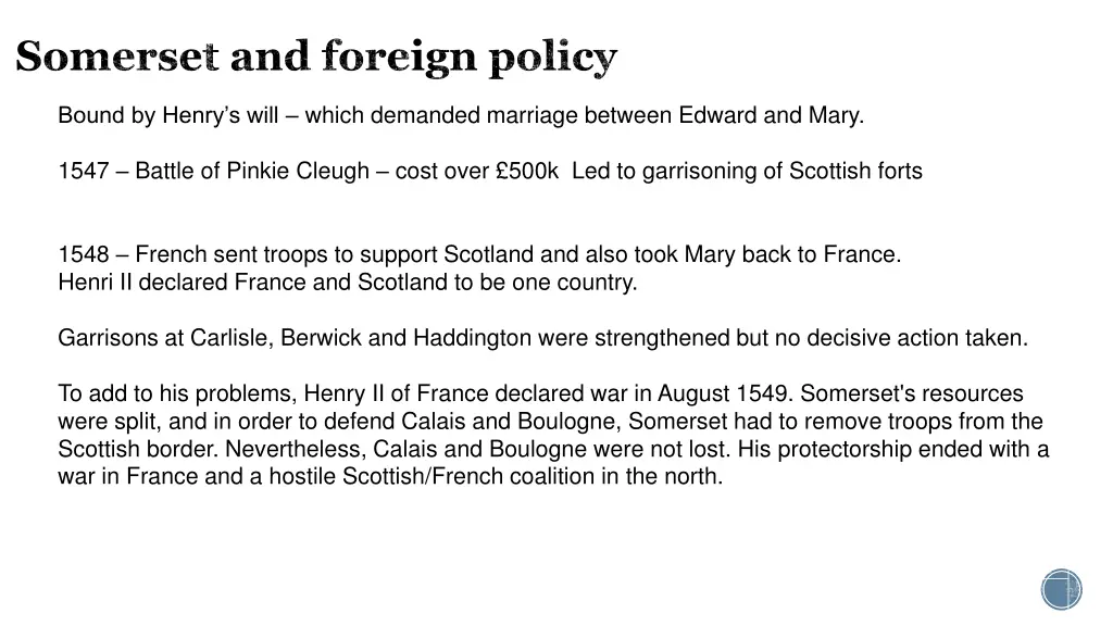 somerset and foreign policy