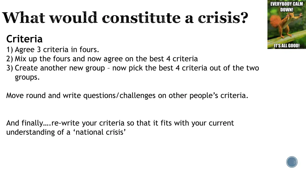 what would constitute a crisis