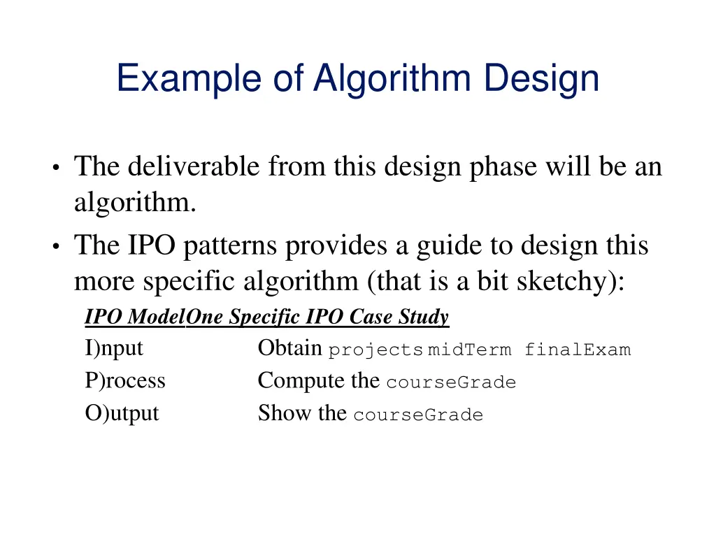 example of algorithm design