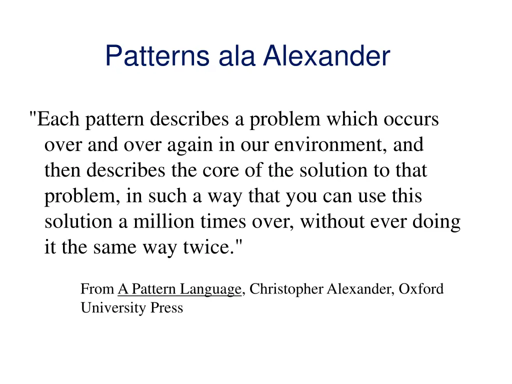 patterns ala alexander