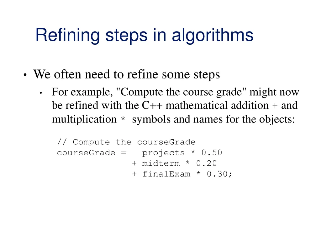 refining steps in algorithms