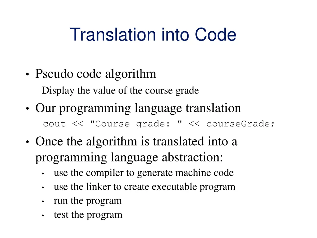 translation into code