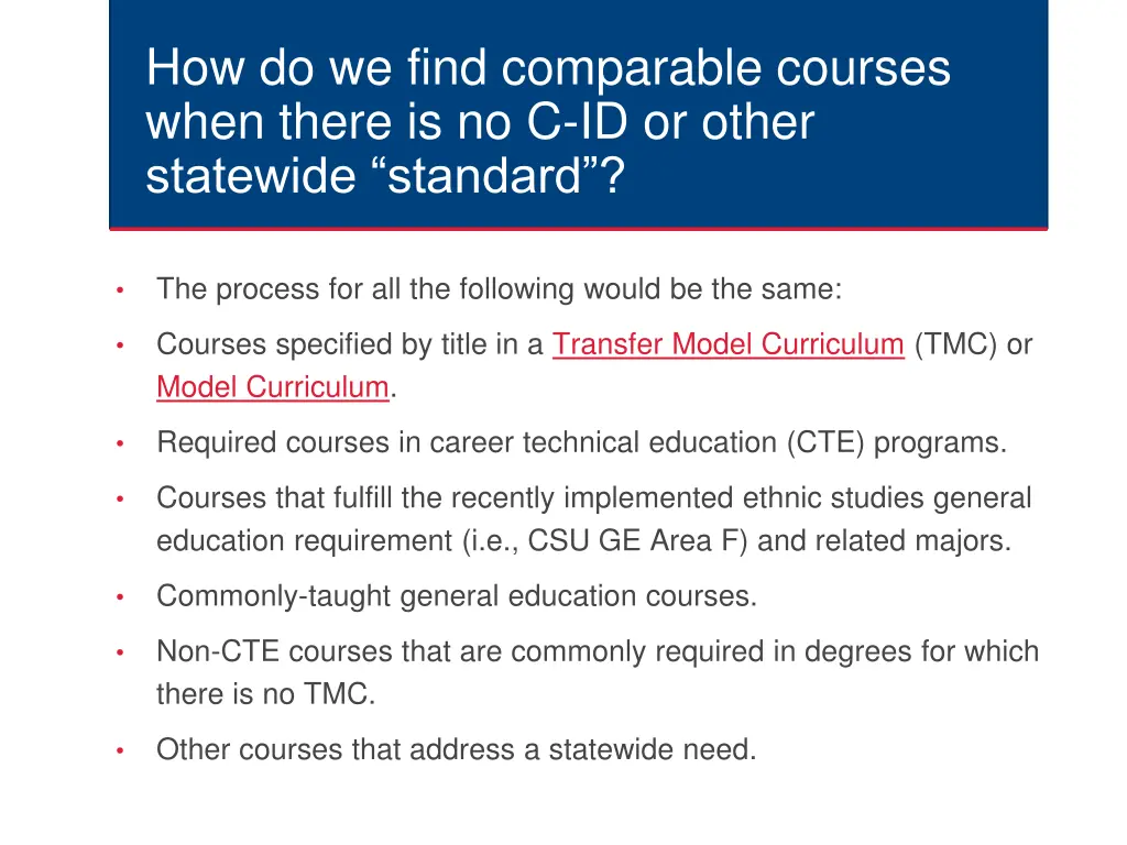 how do we find comparable courses when there